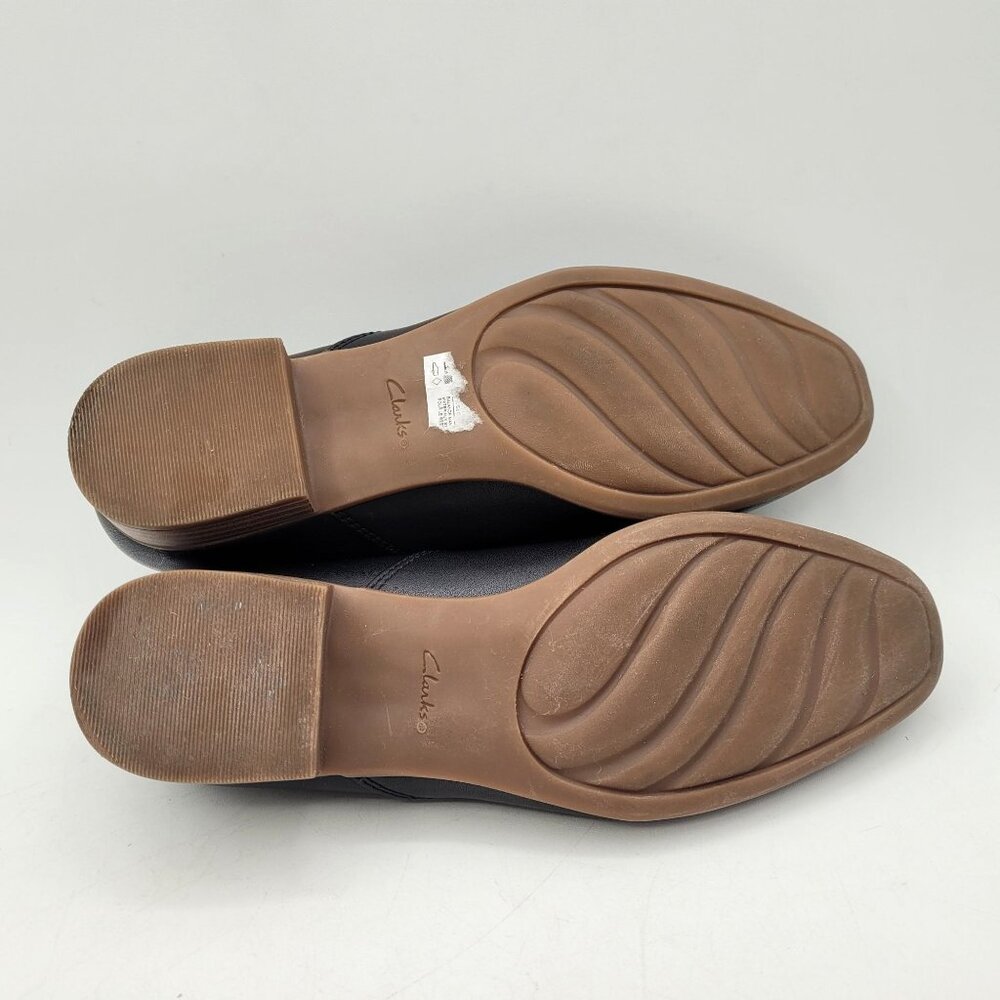 Clarks Collection Juliet Palm Women's 6 Black Faux Leather Slip On Loafers NICE - Picture 8 of 11